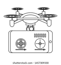 air drone remote control technology black device cartoon vector illustration graphic design