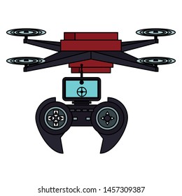 air drone remote control technology device cartoon vector illustration graphic design