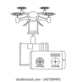 air drone remote control technology device delivery and logistic process with cardboard box cartoon vector illustration graphic design