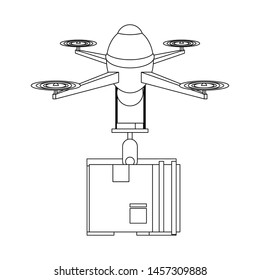 air drone remote control technology device delivery and logistic process with cardboard box cartoon vector illustration graphic design