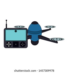 air drone remote control technology blue device cartoon vector illustration graphic design