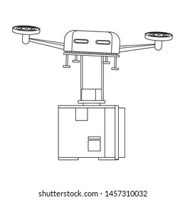 air drone remote control technology device delivery and logistic process with cardboard box cartoon vector illustration graphic design