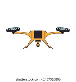air drone remote control technology yellow device cartoon vector illustration graphic design