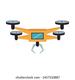air drone remote control technology yellow device cartoon vector illustration graphic design