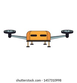 air drone remote control technology yellow device cartoon vector illustration graphic design