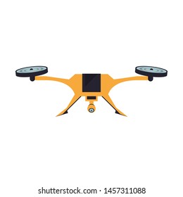 air drone remote control technology yellow device cartoon vector illustration graphic design