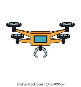 air drone remote control technology yellow device cartoon vector illustration graphic design