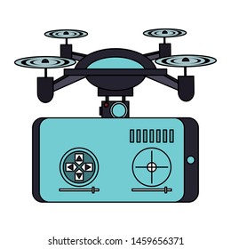 air drone remote control technology black device cartoon vector illustration graphic design