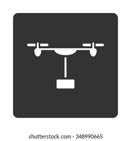 Air Drone Shipping vector icon. Style is flat rounded square button, white and gray colors, white background.