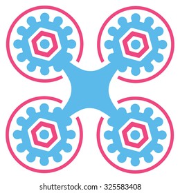 Air Drone vector icon. Style is bicolor flat symbol, pink and blue colors, rounded angles, white background.