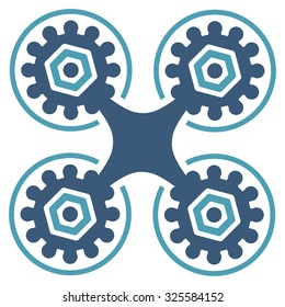 Air Drone vector icon. Style is bicolor flat symbol, cyan and blue colors, rounded angles, white background.