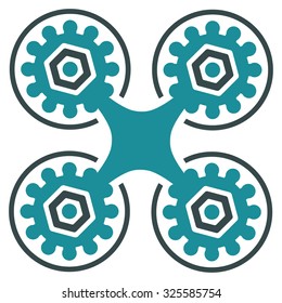 Air Drone vector icon. Style is bicolor flat symbol, soft blue colors, rounded angles, white background.