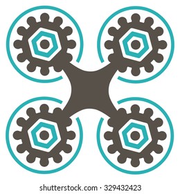 Air Drone vector icon. Style is bicolor flat symbol, grey and cyan colors, rounded angles, white background.