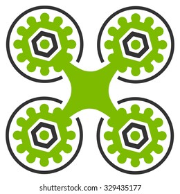 Air Drone vector icon. Style is bicolor flat symbol, eco green and gray colors, rounded angles, white background.