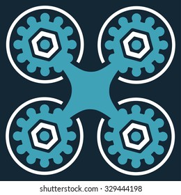 Air Drone vector icon. Style is bicolor flat symbol, blue and white colors, rounded angles, dark blue background.