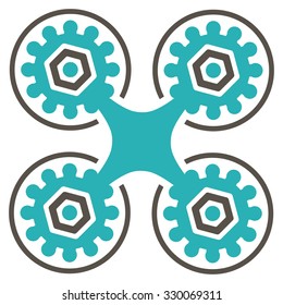 Air Drone vector icon. Style is bicolor flat symbol, grey and cyan colors, rounded angles, white background.