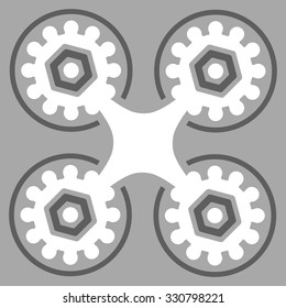 Air Drone vector icon. Style is bicolor flat symbol, dark gray and white colors, rounded angles, silver background.