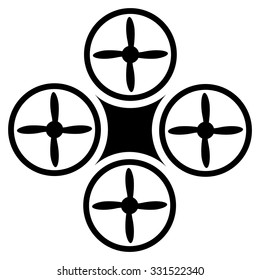 Air Drone vector icon. Style is flat symbol, black color, rounded angles, white background.