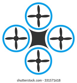 Air Drone vector icon. Style is bicolor flat symbol, blue and gray colors, rounded angles, white background.