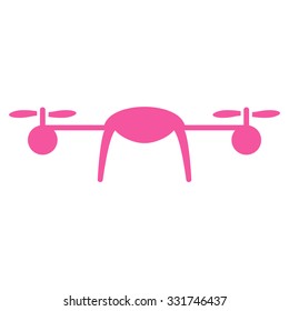 Air drone vector icon. Style is flat symbol, pink color, rounded angles, white background.