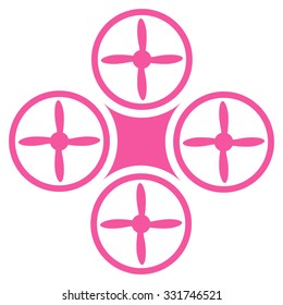 Air Drone vector icon. Style is flat symbol, pink color, rounded angles, white background.