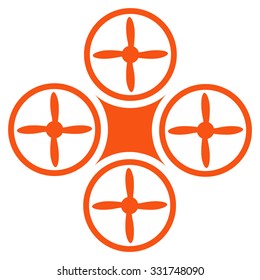 Air Drone vector icon. Style is flat symbol, orange color, rounded angles, white background.