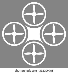 Air Drone vector icon. Style is flat symbol, white color, rounded angles, gray background.