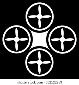 Air Drone vector icon. Style is flat symbol, white color, rounded angles, black background.