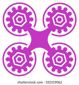 Air Drone vector icon. Style is flat symbol, violet color, rounded angles, white background.