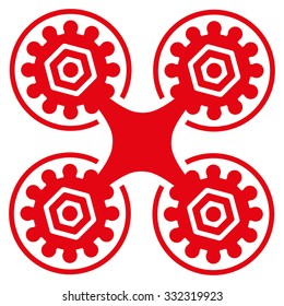Air Drone vector icon. Style is flat symbol, red color, rounded angles, white background.