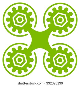 Air Drone vector icon. Style is flat symbol, eco green color, rounded angles, white background.