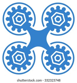 Air Drone vector icon. Style is flat symbol, cobalt color, rounded angles, white background.