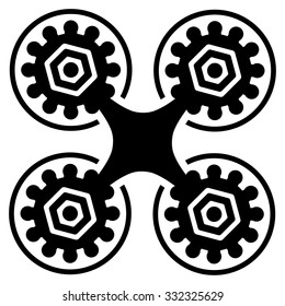Air Drone vector icon. Style is flat symbol, black color, rounded angles, white background.