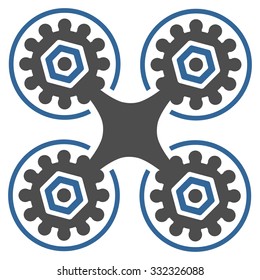 Air Drone vector icon. Style is bicolor flat symbol, cobalt and gray colors, rounded angles, white background.