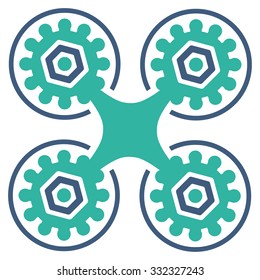 Air Drone vector icon. Style is bicolor flat symbol, cobalt and cyan colors, rounded angles, white background.