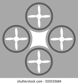 Air Drone vector icon. Style is bicolor flat symbol, dark gray and white colors, rounded angles, silver background.