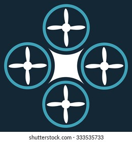 Air Drone vector icon. Style is bicolor flat symbol, blue and white colors, rounded angles, dark blue background.