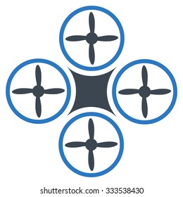 Air Drone vector icon. Style is bicolor flat symbol, smooth blue colors, rounded angles, white background.