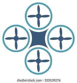 Air Drone vector icon. Style is bicolor flat symbol, cyan and blue colors, rounded angles, white background.