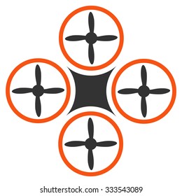 Air Drone vector icon. Style is bicolor flat symbol, orange and gray colors, rounded angles, white background.