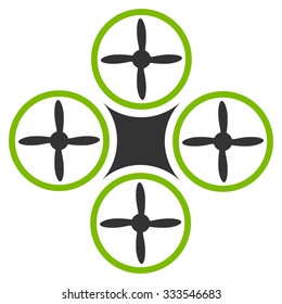 Air Drone vector icon. Style is bicolor flat symbol, eco green and gray colors, rounded angles, white background.