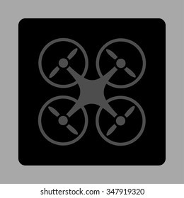 Air Drone vector icon. Style is flat rounded square button, gray and black colors, silver background.