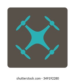 Air Drone vector icon. Style is flat rounded square button, cyan and grey colors, white background.