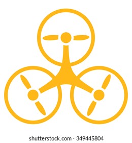 Air Drone vector icon. Style is flat symbol, yellow color, rounded angles, white background.
