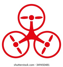 Air Drone vector icon. Style is flat symbol, red color, rounded angles, white background.