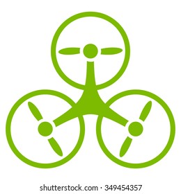 Air Drone vector icon. Style is flat symbol, eco green color, rounded angles, white background.