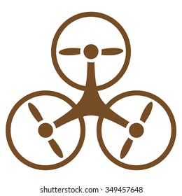 Air Drone vector icon. Style is flat symbol, brown color, rounded angles, white background.