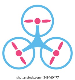 Air Drone vector icon. Style is bicolor flat symbol, pink and blue colors, rounded angles, white background.