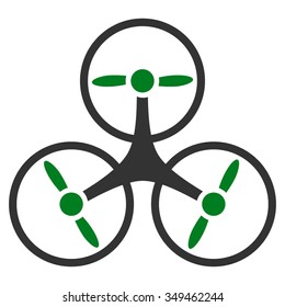 Air Drone vector icon. Style is bicolor flat symbol, green and gray colors, rounded angles, white background.