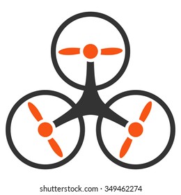 Air Drone vector icon. Style is bicolor flat symbol, orange and gray colors, rounded angles, white background.